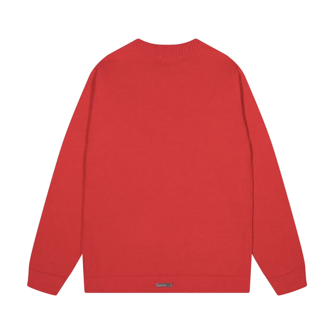 P320 Chrome Hearts Chrome Hearts Cross Leather Hardware Embroidered Crew Neck Sweater Color: Red Brown Black Size: S M L XL XXL